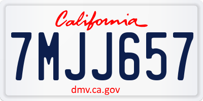 CA license plate 7MJJ657