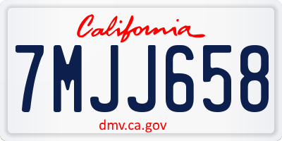 CA license plate 7MJJ658