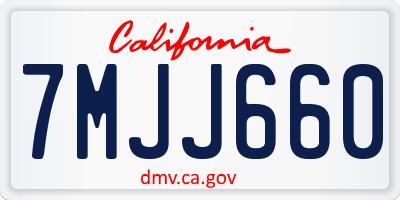 CA license plate 7MJJ660