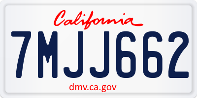 CA license plate 7MJJ662
