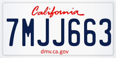 CA license plate 7MJJ663