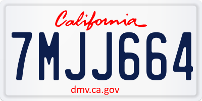 CA license plate 7MJJ664