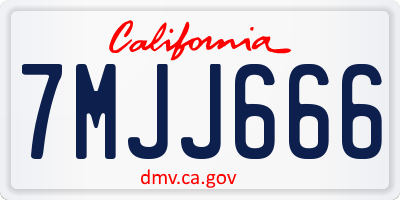 CA license plate 7MJJ666