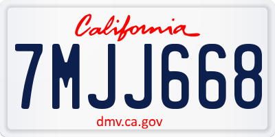 CA license plate 7MJJ668