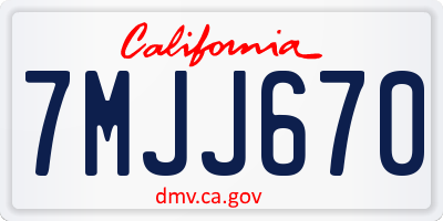 CA license plate 7MJJ670