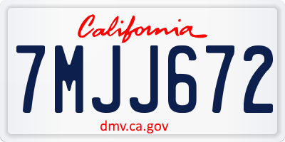 CA license plate 7MJJ672