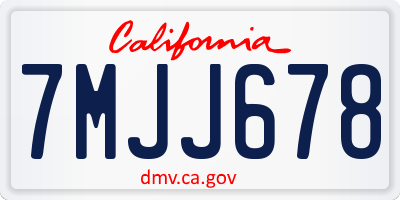 CA license plate 7MJJ678