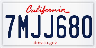 CA license plate 7MJJ680