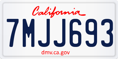 CA license plate 7MJJ693