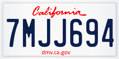 CA license plate 7MJJ694
