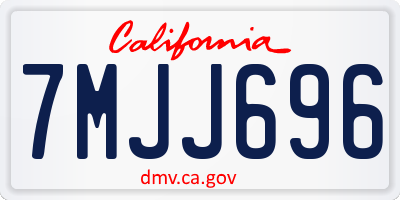 CA license plate 7MJJ696