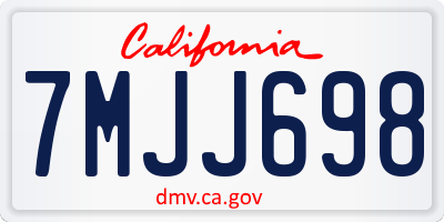 CA license plate 7MJJ698