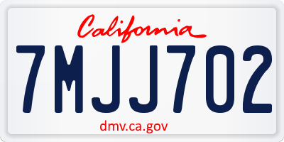 CA license plate 7MJJ702