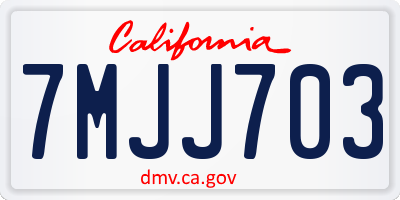 CA license plate 7MJJ703