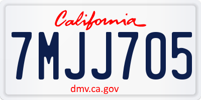 CA license plate 7MJJ705