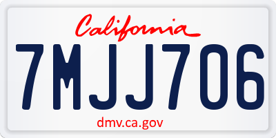 CA license plate 7MJJ706