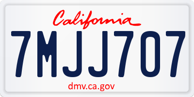 CA license plate 7MJJ707