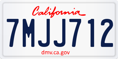 CA license plate 7MJJ712
