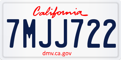 CA license plate 7MJJ722