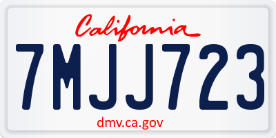 CA license plate 7MJJ723