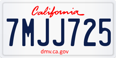 CA license plate 7MJJ725