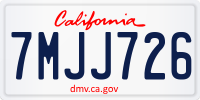 CA license plate 7MJJ726