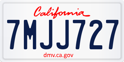 CA license plate 7MJJ727