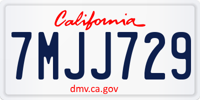 CA license plate 7MJJ729