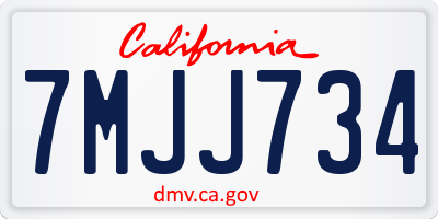 CA license plate 7MJJ734