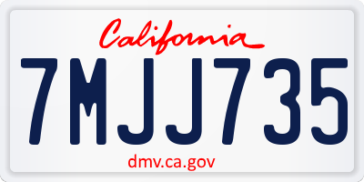 CA license plate 7MJJ735