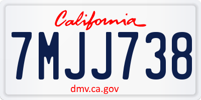 CA license plate 7MJJ738