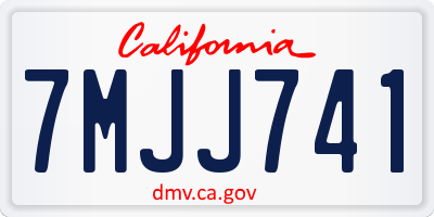CA license plate 7MJJ741