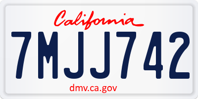 CA license plate 7MJJ742