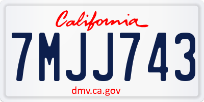 CA license plate 7MJJ743