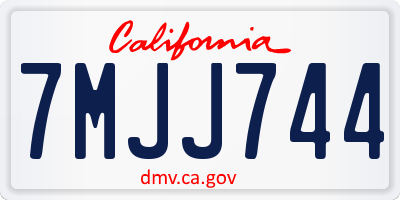 CA license plate 7MJJ744