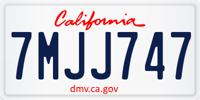 CA license plate 7MJJ747