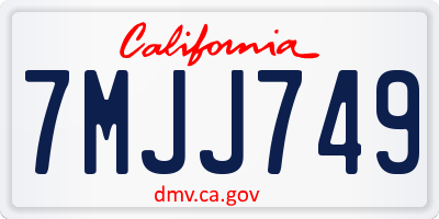 CA license plate 7MJJ749