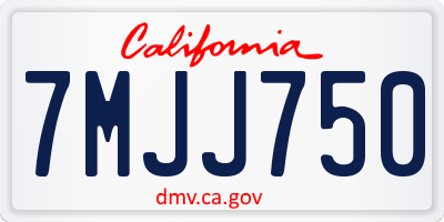CA license plate 7MJJ750