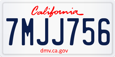 CA license plate 7MJJ756