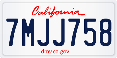 CA license plate 7MJJ758