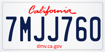 CA license plate 7MJJ760