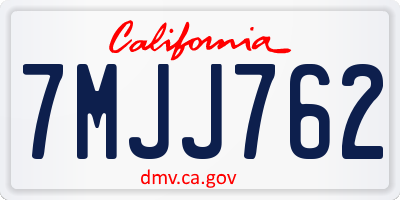 CA license plate 7MJJ762