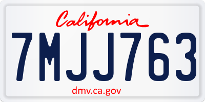 CA license plate 7MJJ763