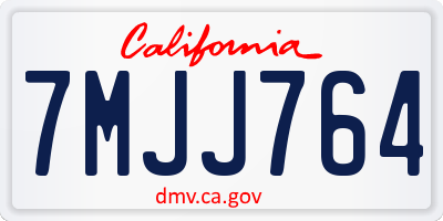 CA license plate 7MJJ764