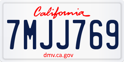 CA license plate 7MJJ769
