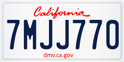 CA license plate 7MJJ770