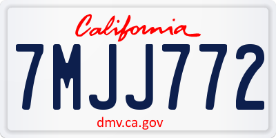 CA license plate 7MJJ772
