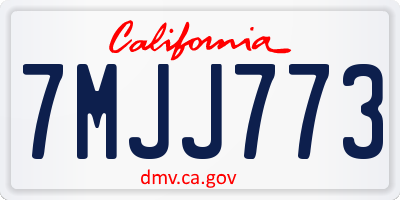 CA license plate 7MJJ773