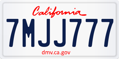 CA license plate 7MJJ777