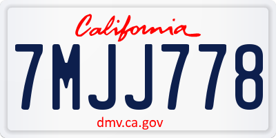 CA license plate 7MJJ778
